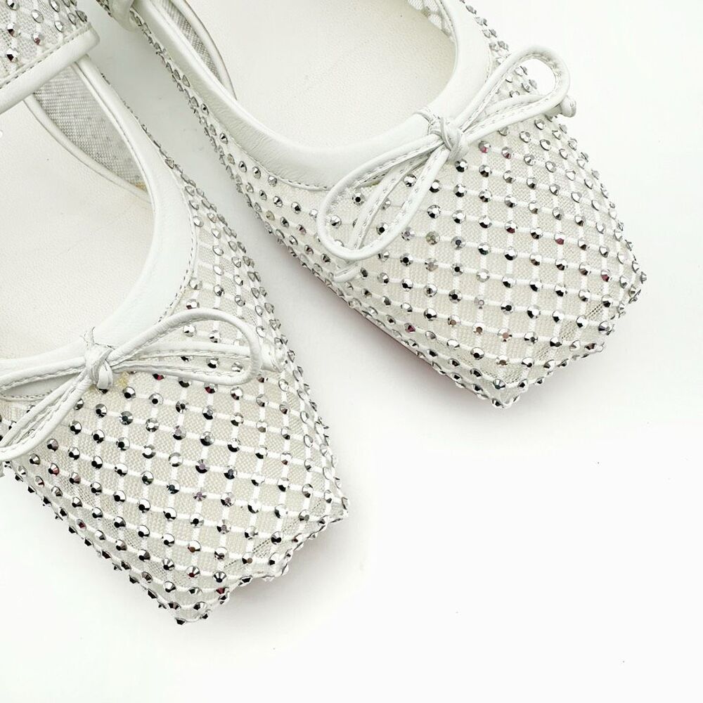 CHRISTIAN LOUBOUTIN Mamastrapitina Crystal Embellished Ballet Flat Size 39 Mesh - Picture 5 of 15
